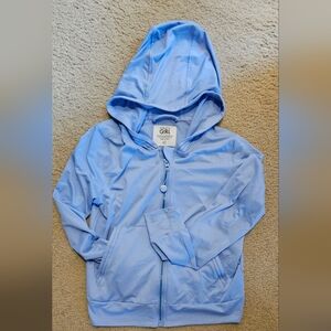 Athleta girl, periwinkle, full-zip hoodie with thumb holes and pockets
